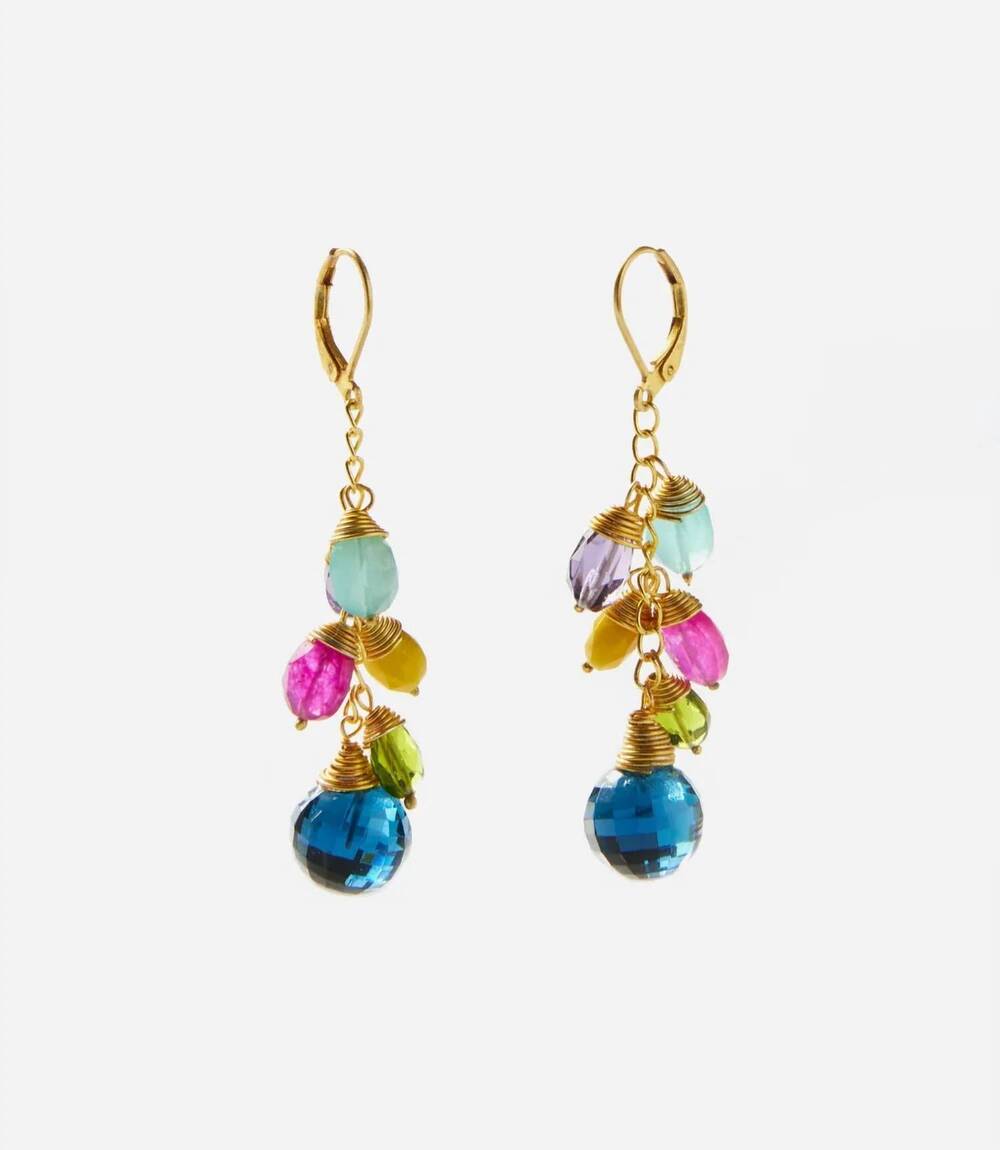 NEW RONDA SMITH women's gemstone dangle earrings in multi